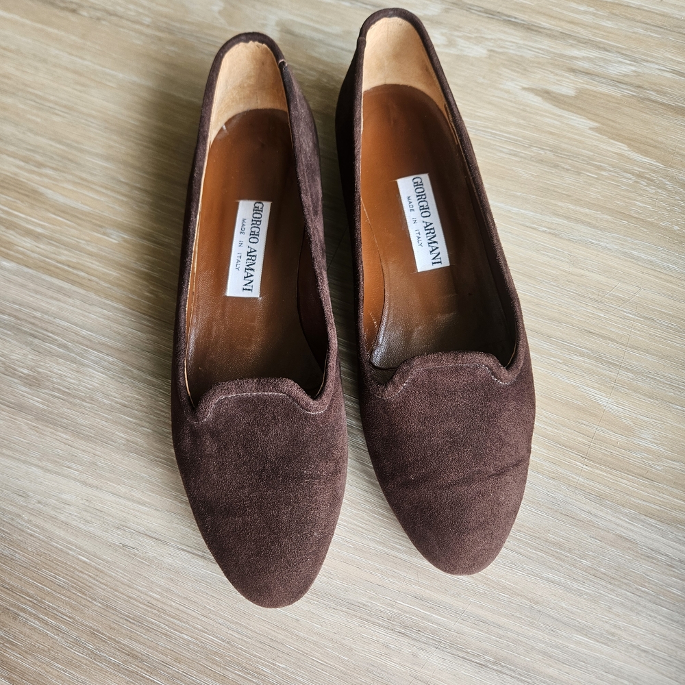 Giorgio Armani Women's Brown Suede Loafers
